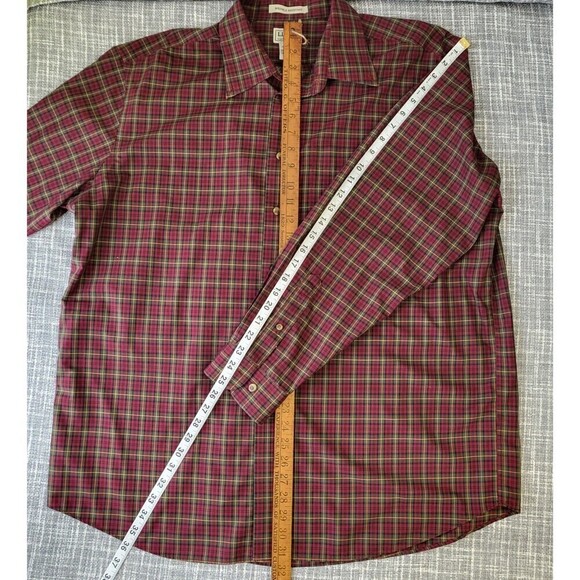 L.L. BEAN Wrinkle Resistant Plaid Shirt Mid-Weight Cotton Red Green Men's XL - Picture 8 of 13